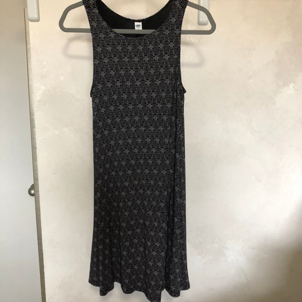 Dress black with swing skirt